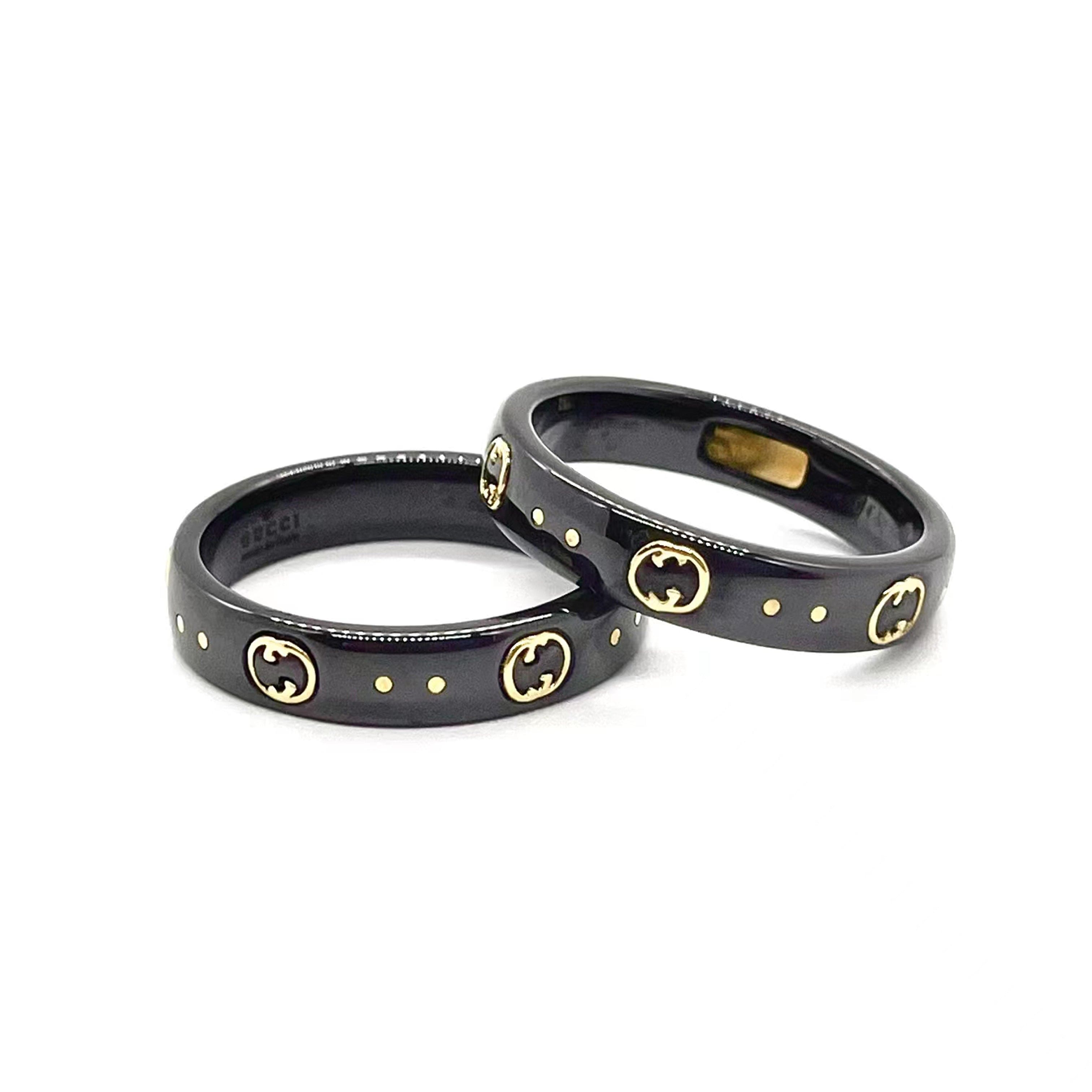 18K Double Gucci Icon Black Corundum Ring