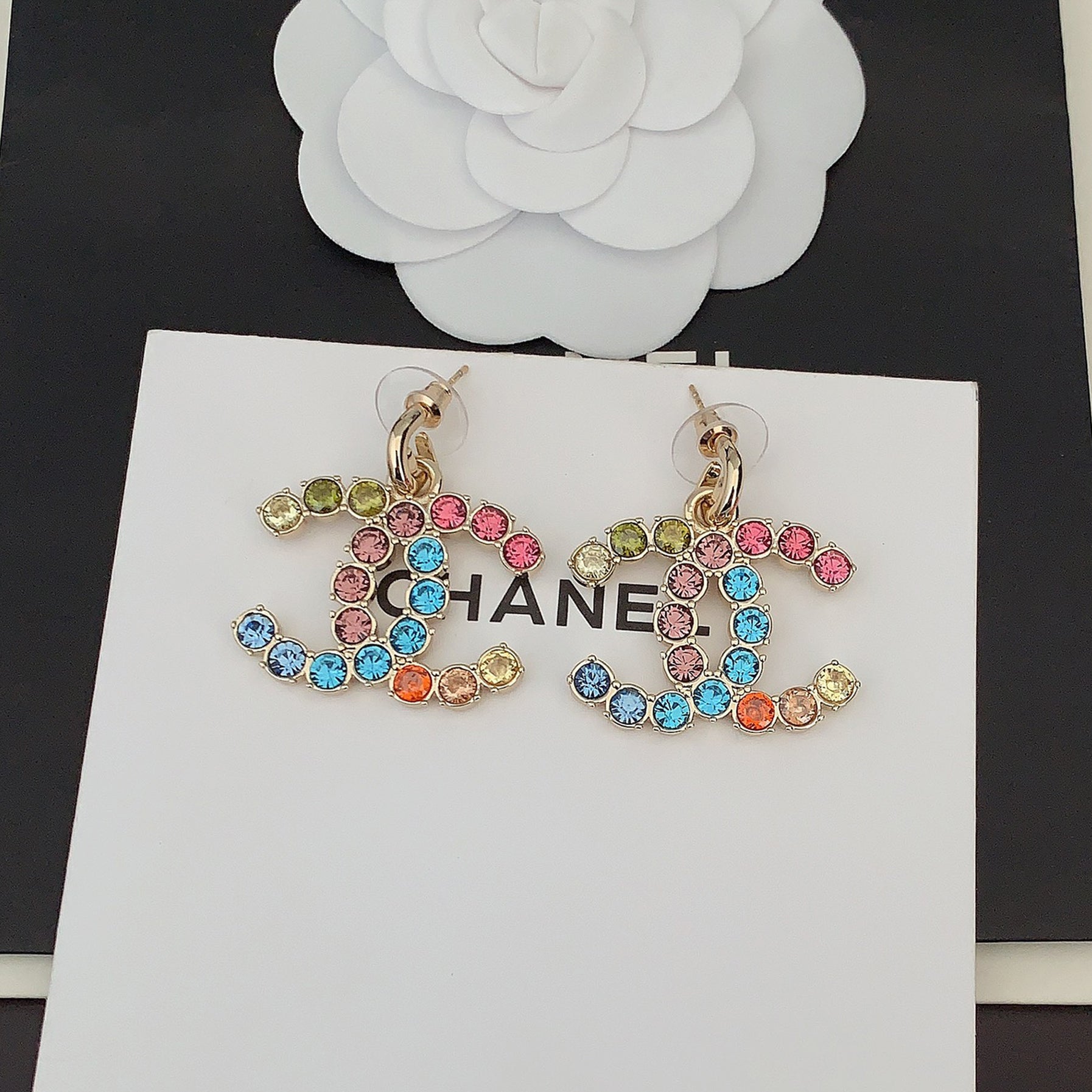 18K  Chanel Color Crystals Earrings