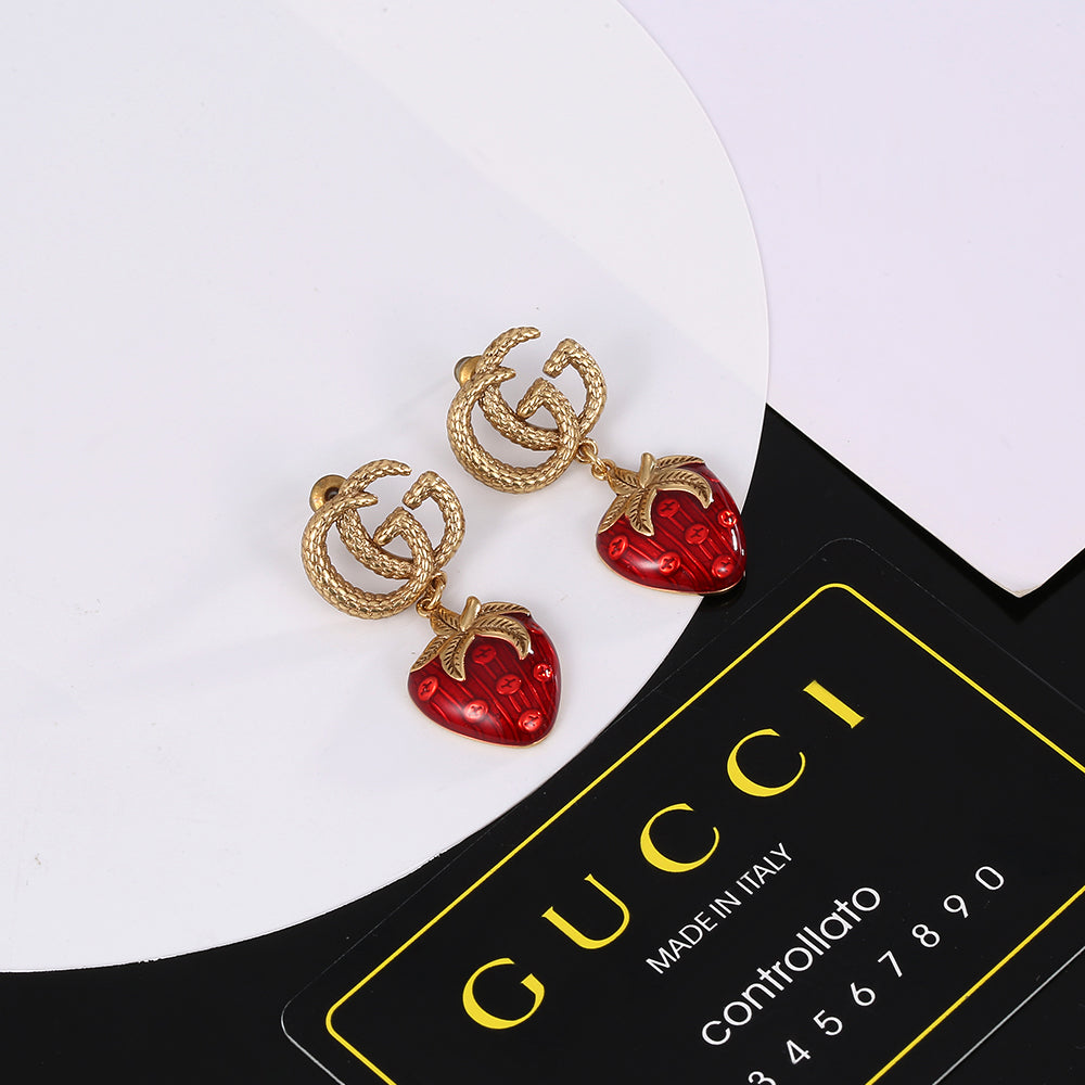 18K Double Gucci Strawberry Earrings