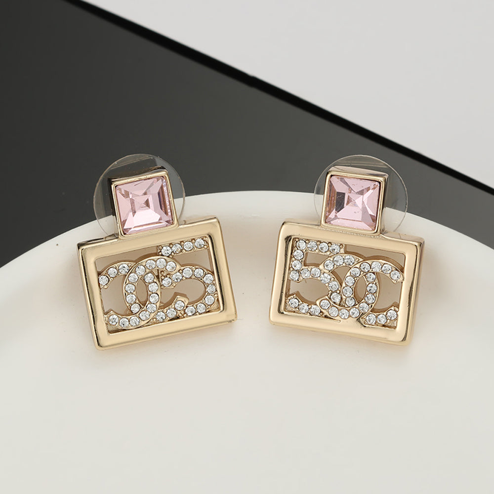 18K  Chanel Square Diamond Earrings