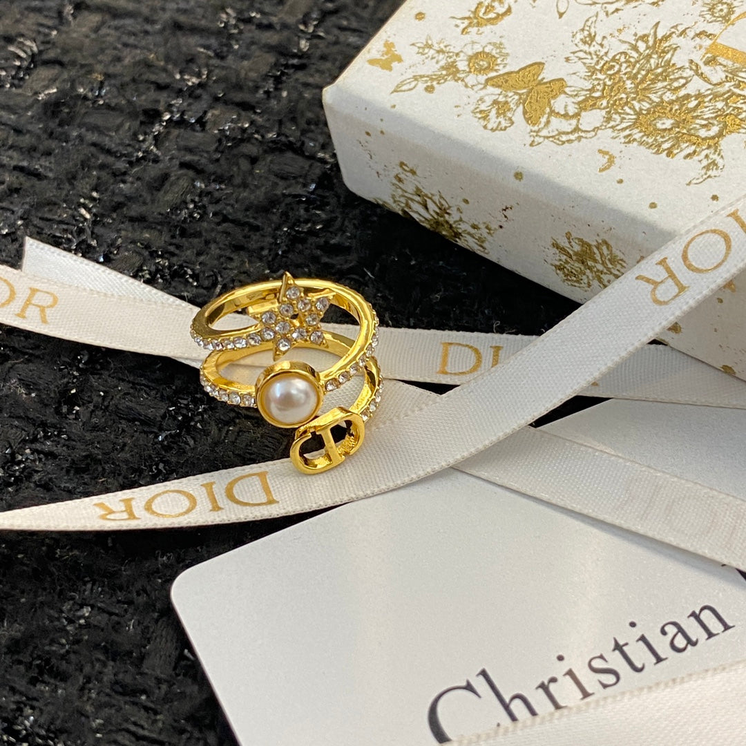18K Dior Star Pearl Ring