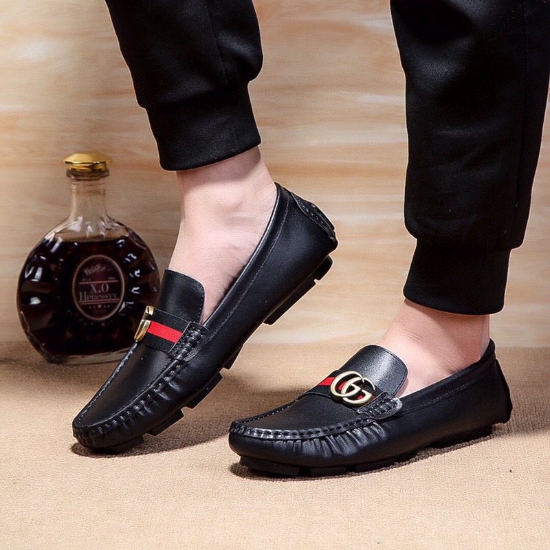 Gucci Black Red-Green Stripe Loafers — model