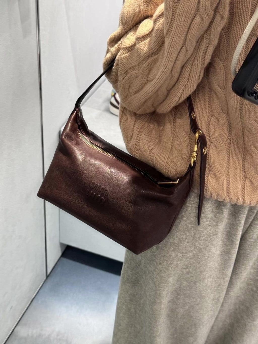 Miu Miu Slouchy Rectangular Shoulder Bag — hero