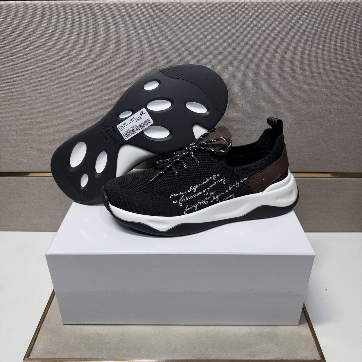 Berluti Black Mesh Lace-Up Sneakers — back