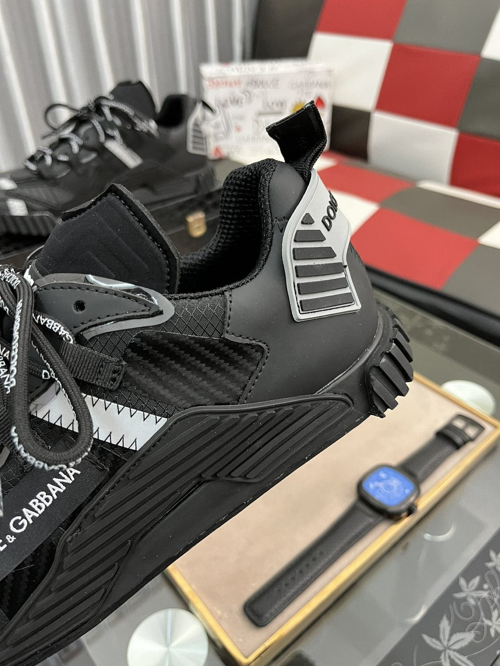Dolce & Gabbana Black Chunky Sneakers — detail