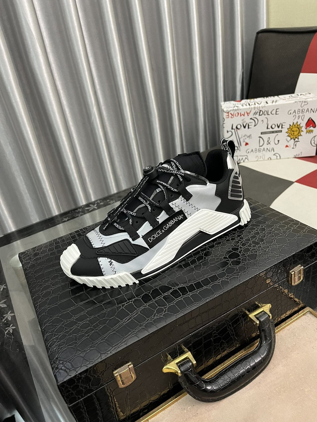 Dolce & Gabbana Black, White and Gray Sneakers — front