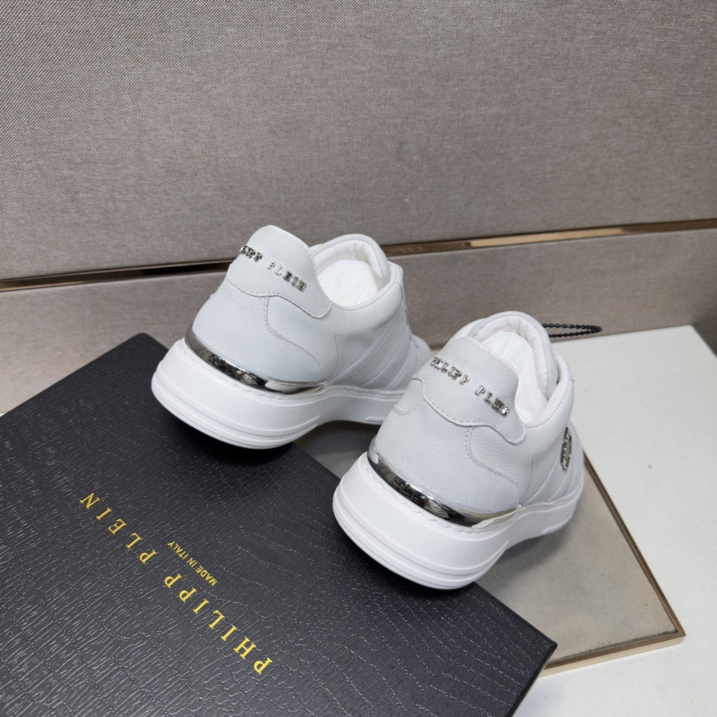 Philipp Plein White Low-Top Sneakers with Silver Accents — back