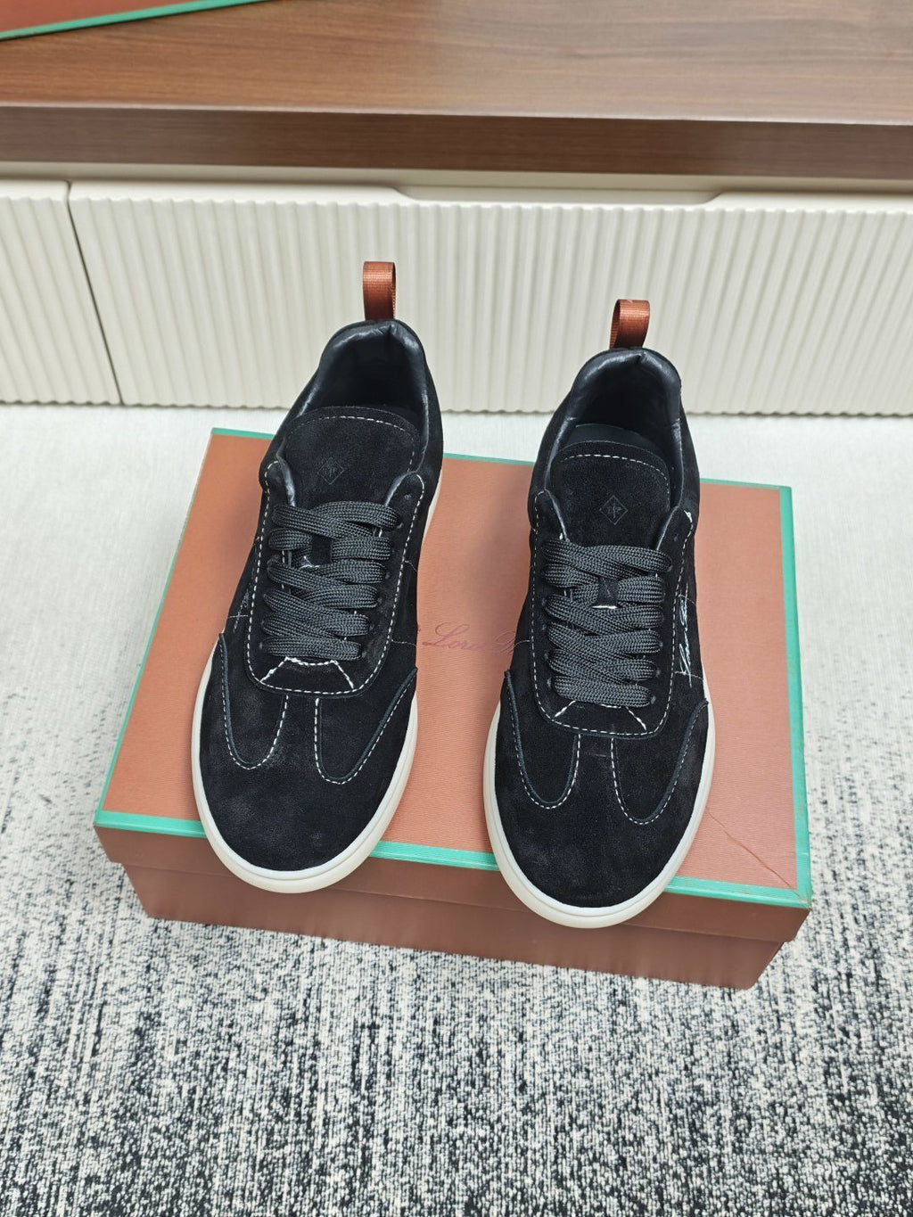 Loro Piana Black Low-Top Sneakers — front