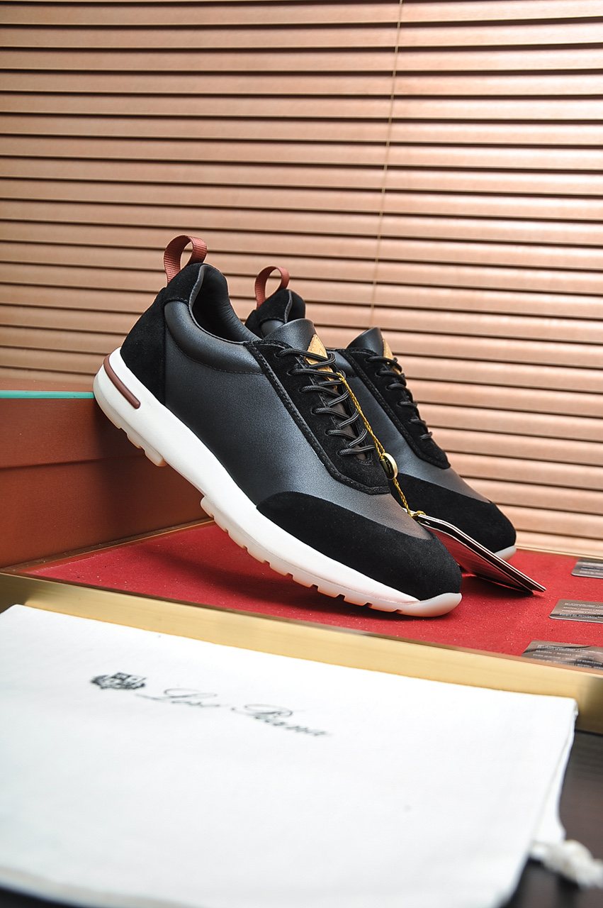 Loro Piana Paneled Lace-Up Sneakers — front