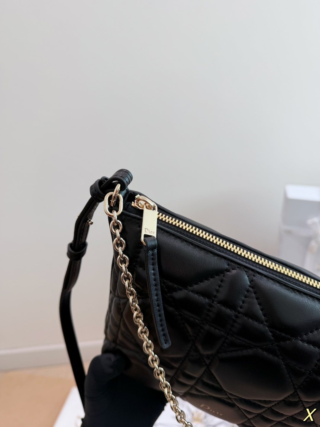 Dior Diorling Quilted Hobo Shoulder Bag — detail