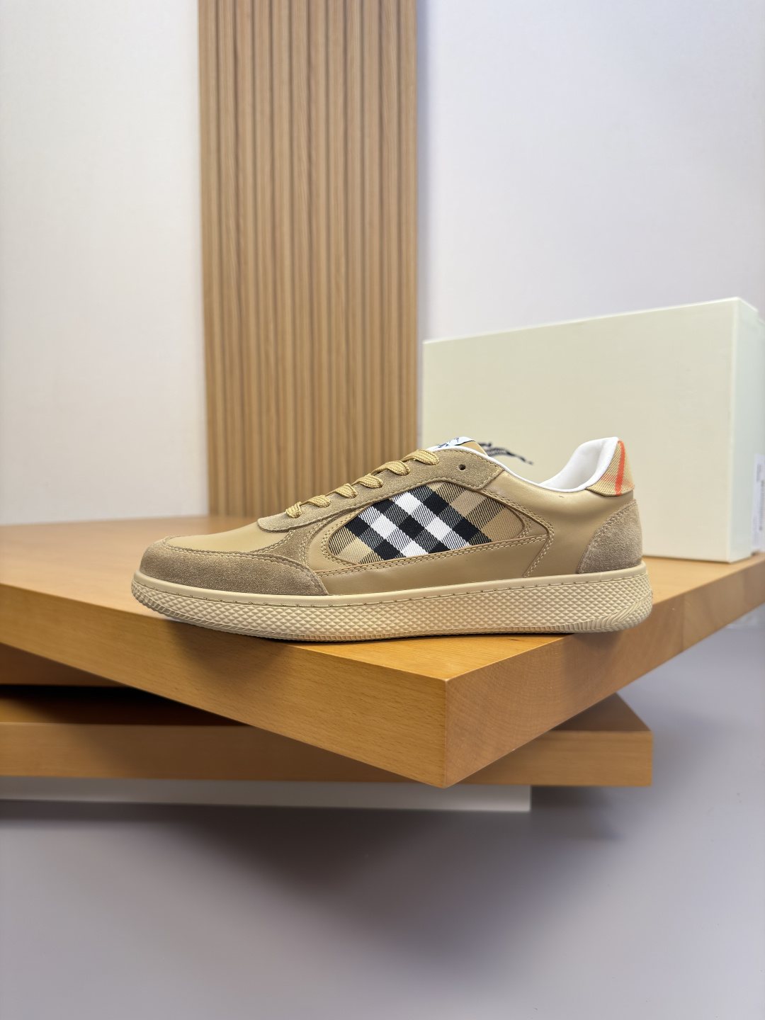 Burberry Check-Panel Low-Top Sneakers — side