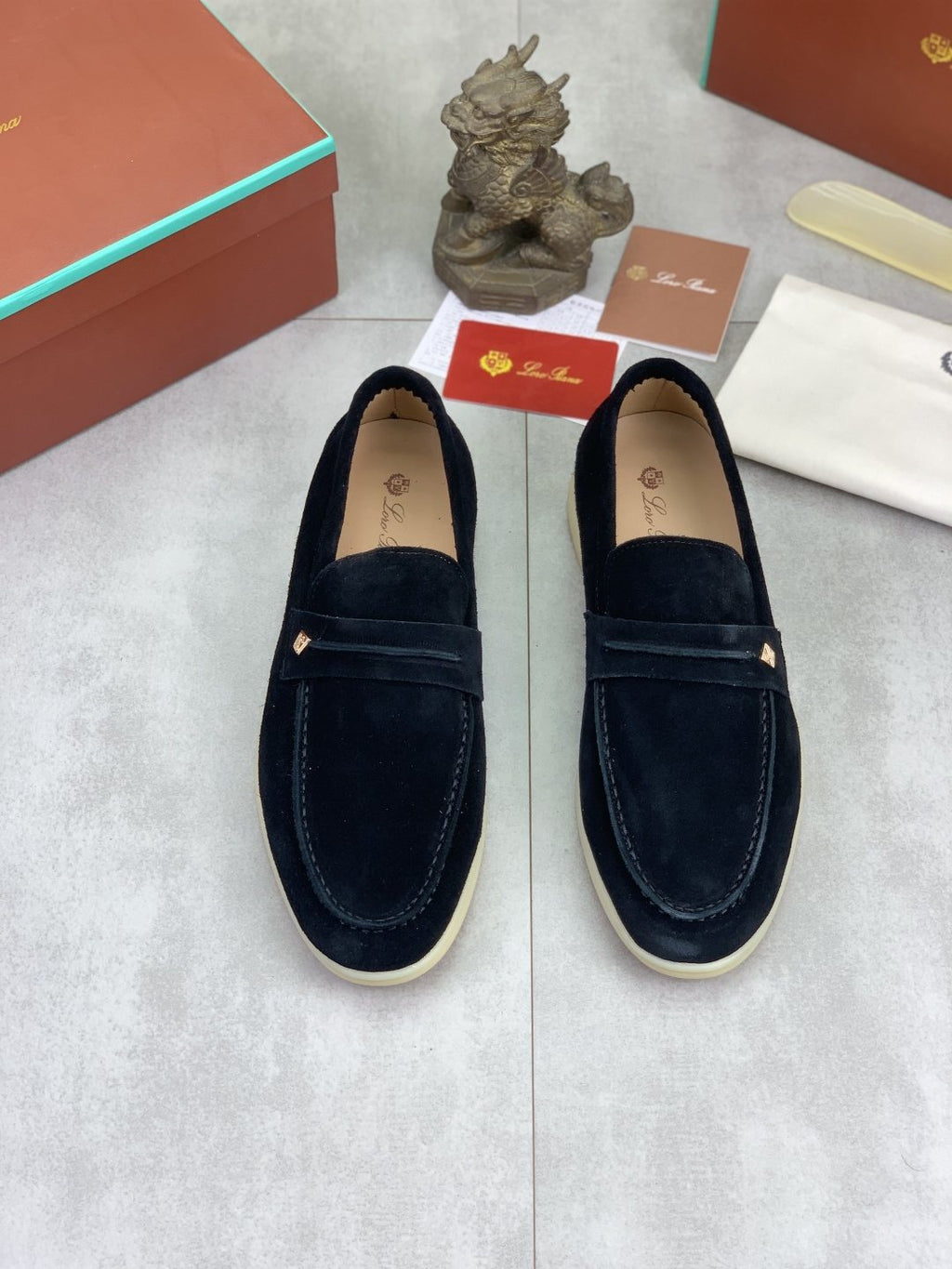 Loro Piana Textured Apron-Toe Loafers — front