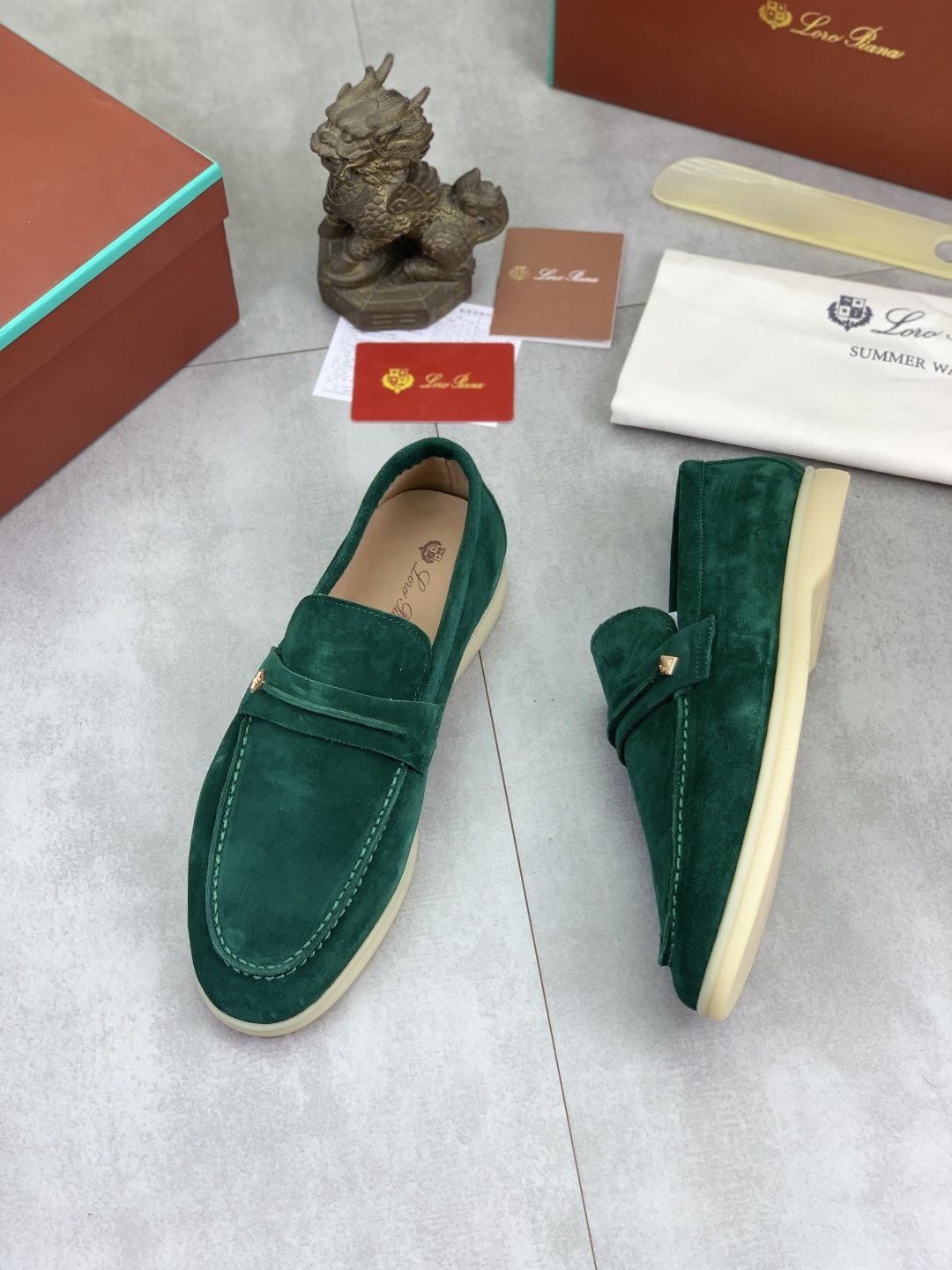 Loro Piana Textured Apron-Toe Loafers — front