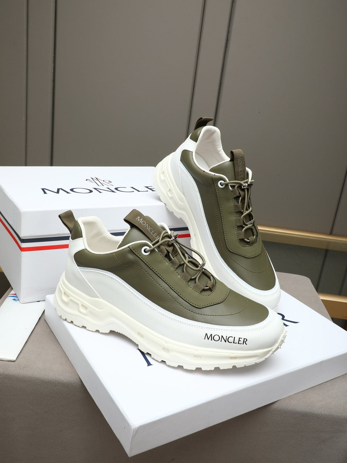 Moncler Chunky-Sole Lace-Up Sneakers — front
