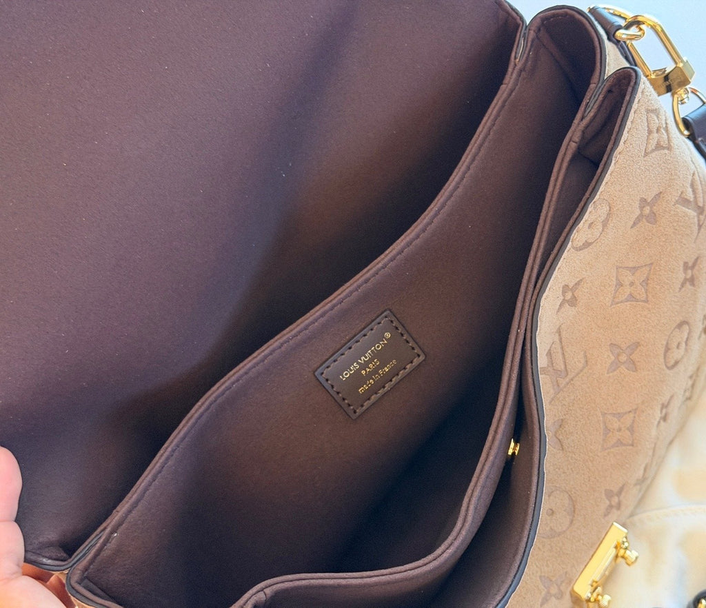 Louis Vuitton Liv Pochette Embossed Monogram Shoulder Bag — detail