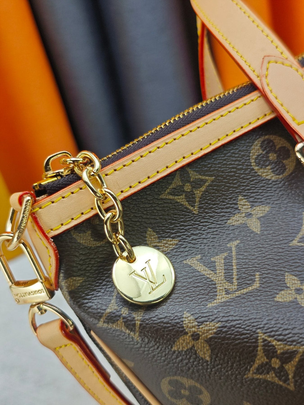 Louis Vuitton Pleated Monogram Canvas Handbag — detail
