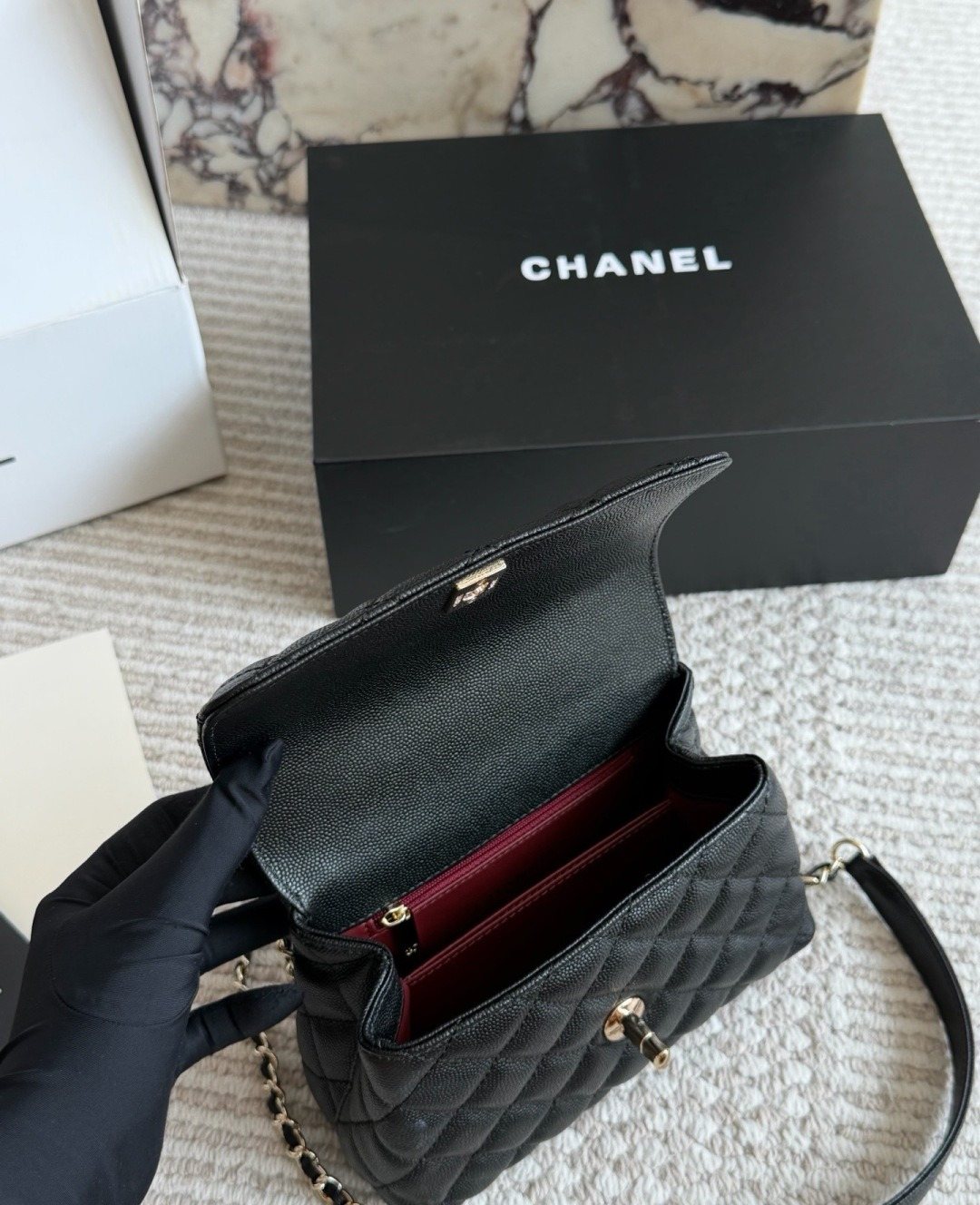 Chanel Coco Handle Quilted Top-Handle Bag — detail