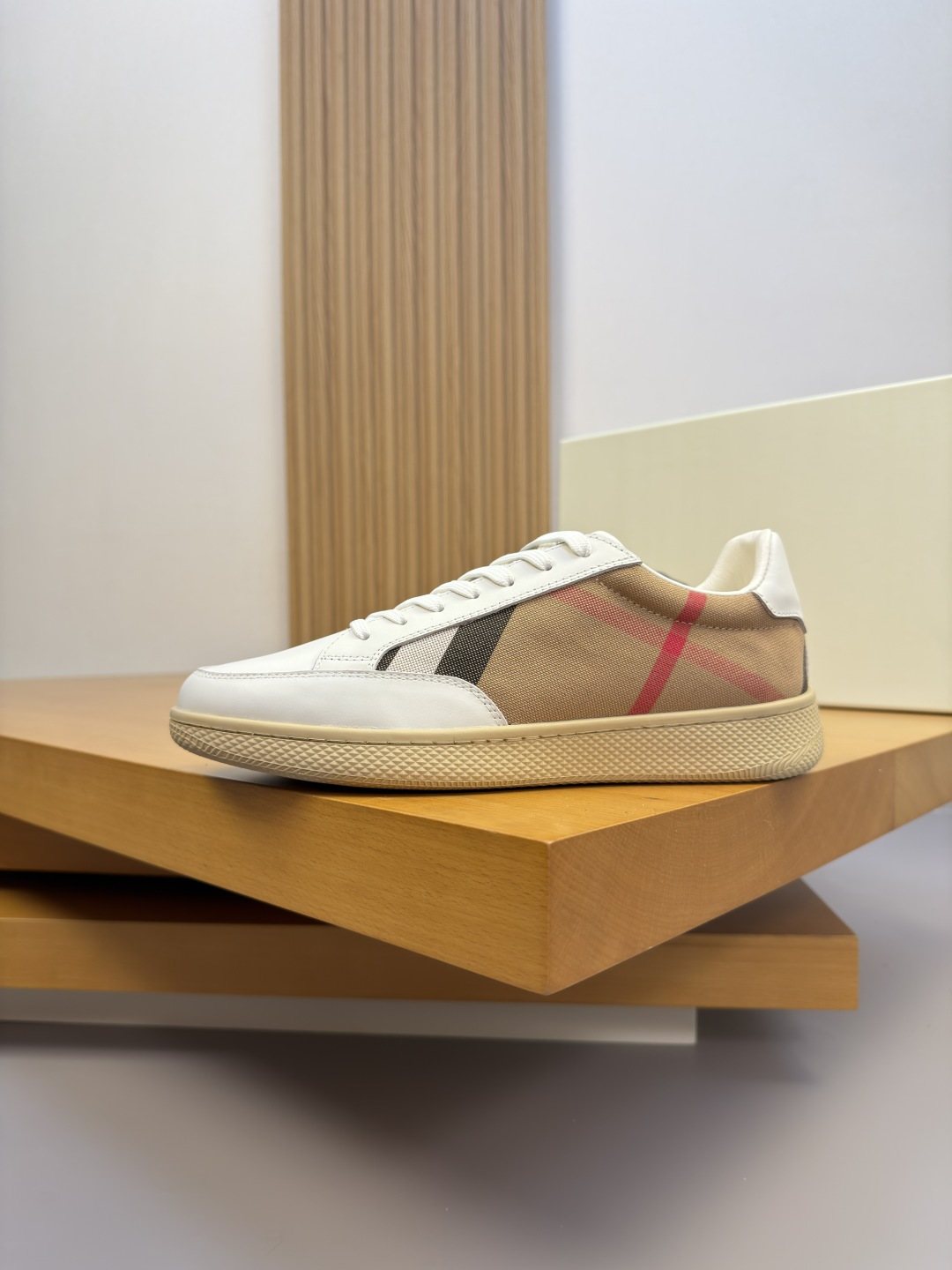 Burberry Check-Panel Low-Top Sneakers — side