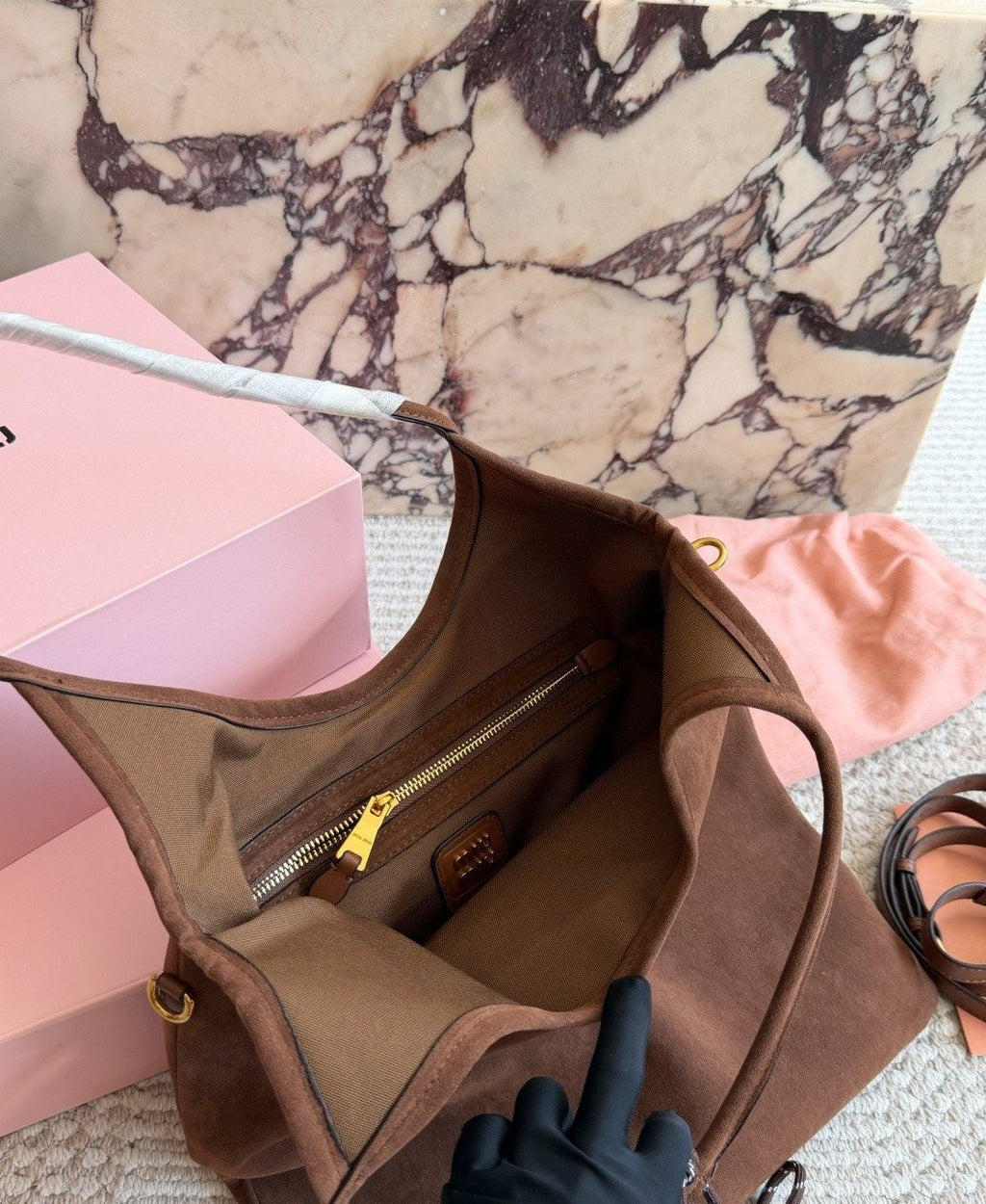 Miu Miu Curved-Opening Shoulder Tote — detail