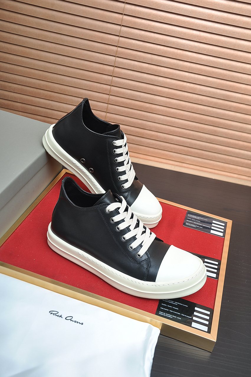 Rick Owens Geometric Seam Platform Low-Top Sneakers — side