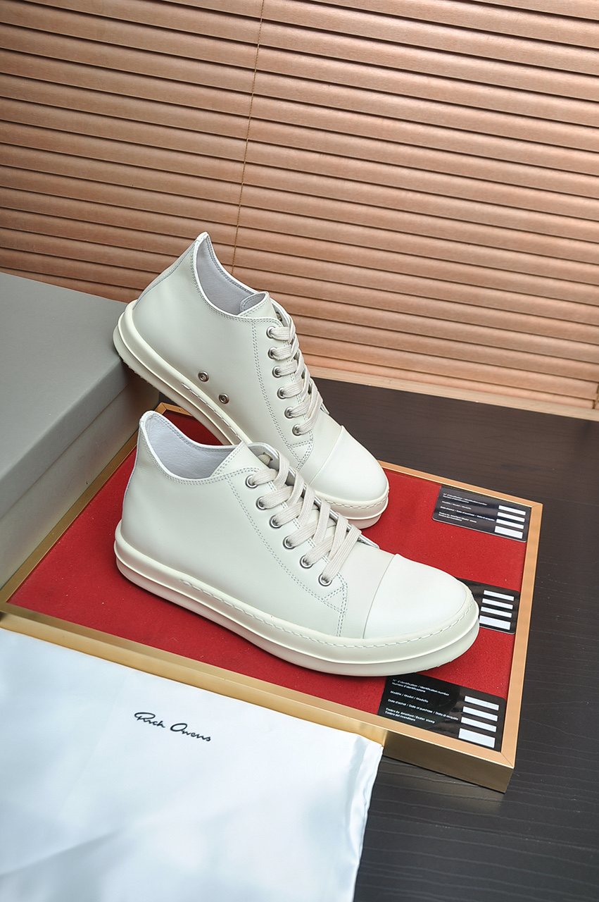 Rick Owens Geometric Seam Platform Low-Top Sneakers — side