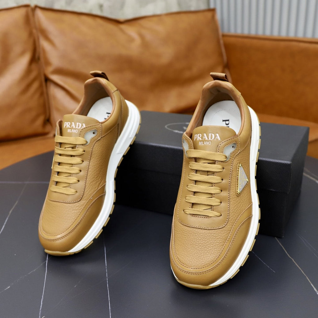 Prada Leather Lace-Up Sneakers — front