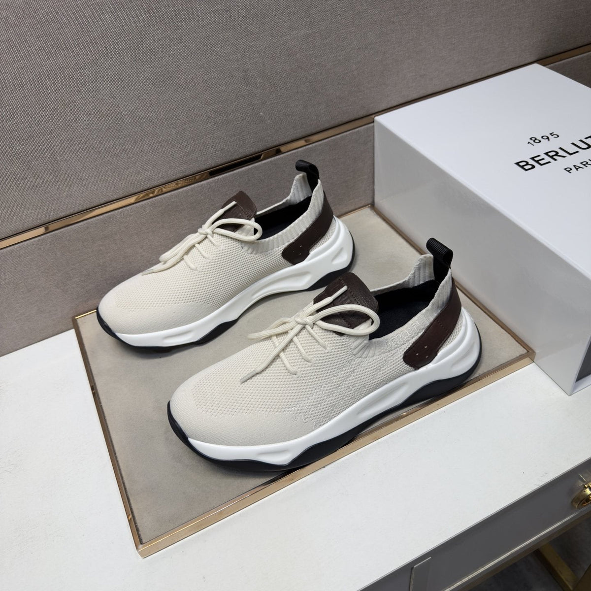 Berluti Mesh-Panel Sculpted-Sole Sneakers — front