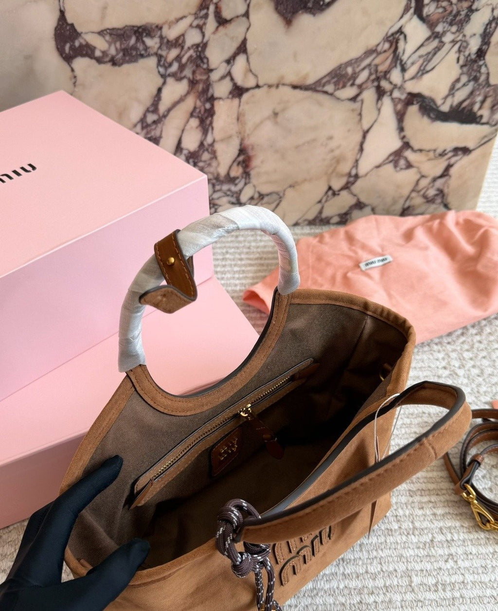 Miu Miu Rounded-Handle Tote Bag — detail