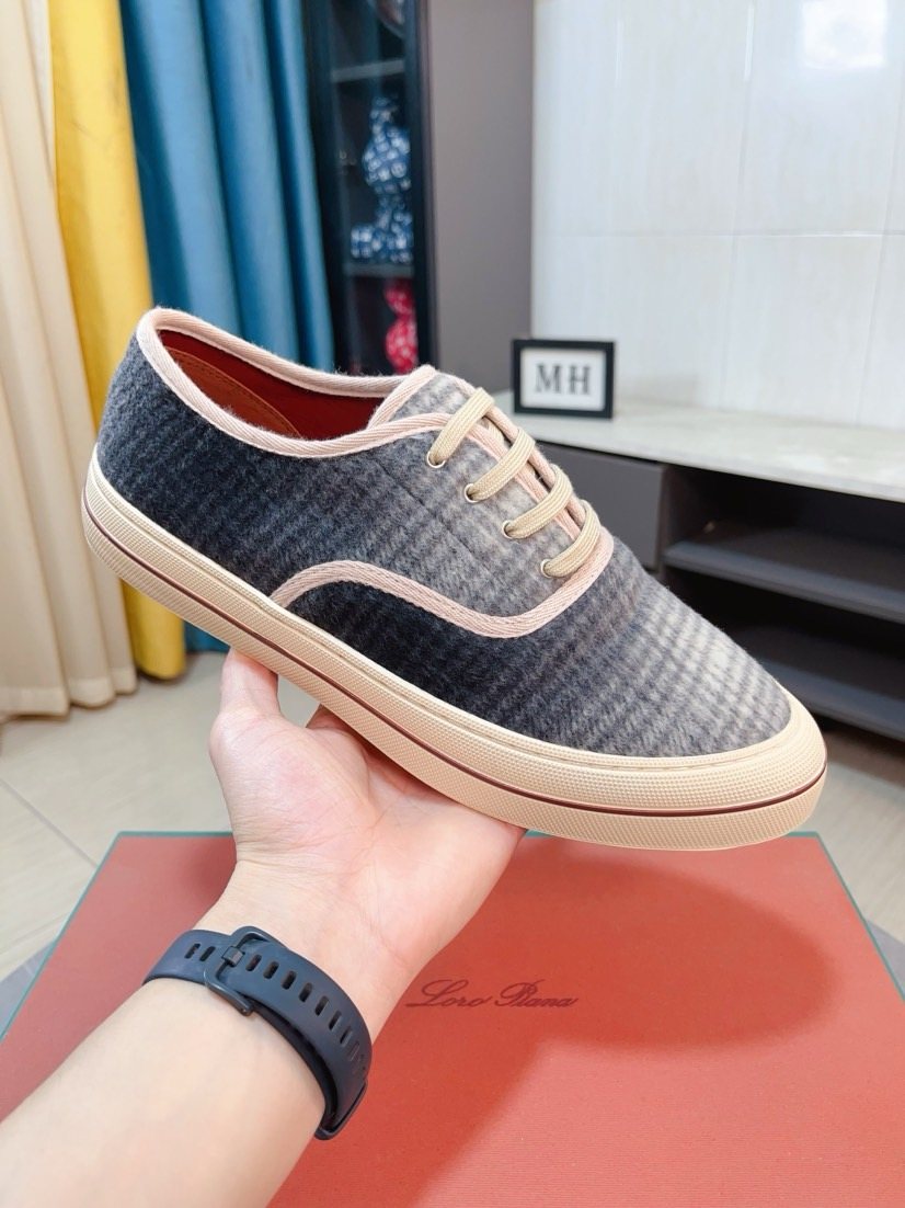 Loro Piana Contrast-Trim Low-Top Casual Shoes — model