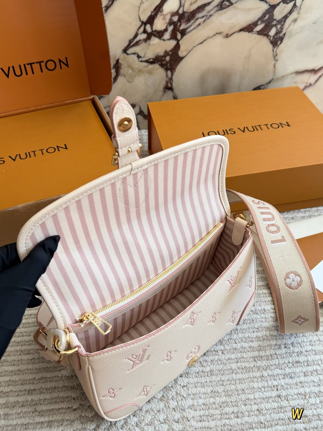 Louis Vuitton Diane Pink Monogram Shoulder Bag — front
