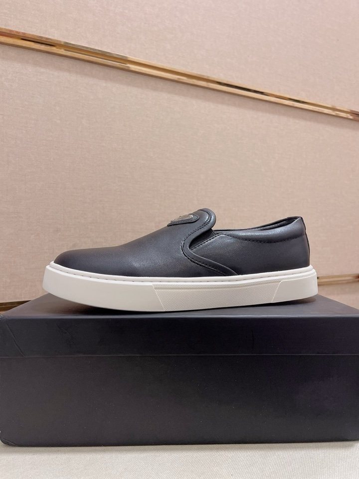 Prada Triangle-Patch Slip-On Shoes — front
