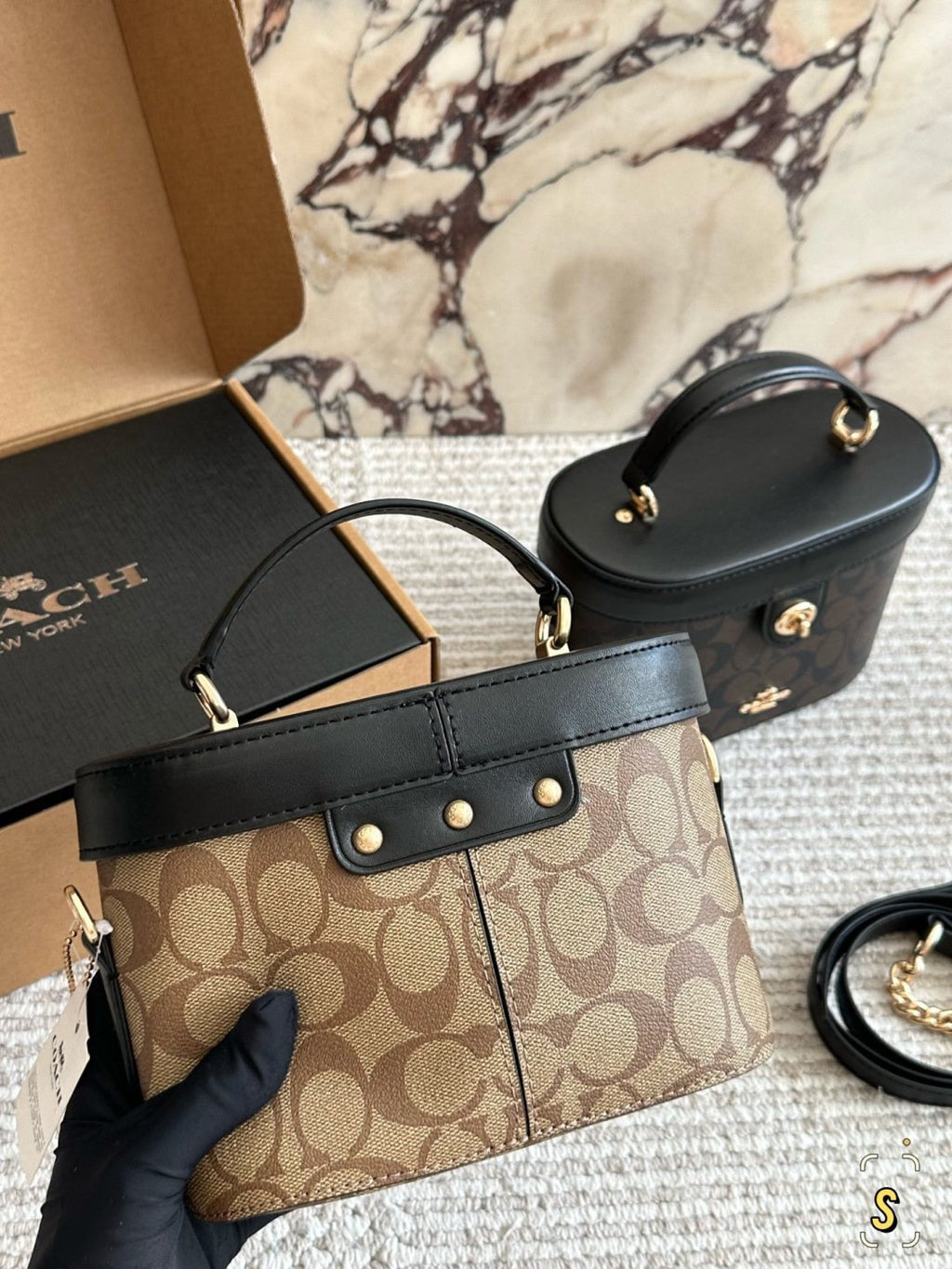 Coach Georgie Monogram Top-Handle Box Bag — back