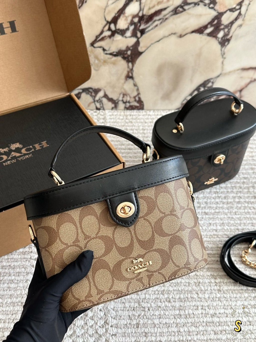 Coach Georgie Monogram Top-Handle Box Bag — hero