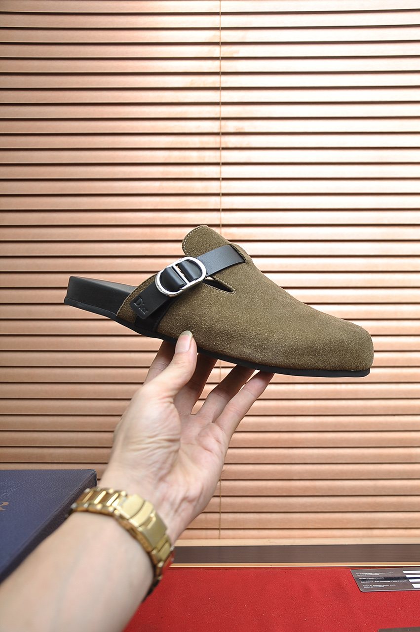 Dior Buckled Closed-Toe Mules — model