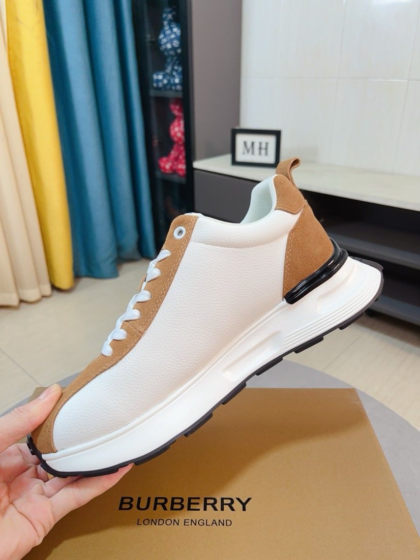 Burberry Men's Contrast-Panel Lace-Up Sneakers — side
