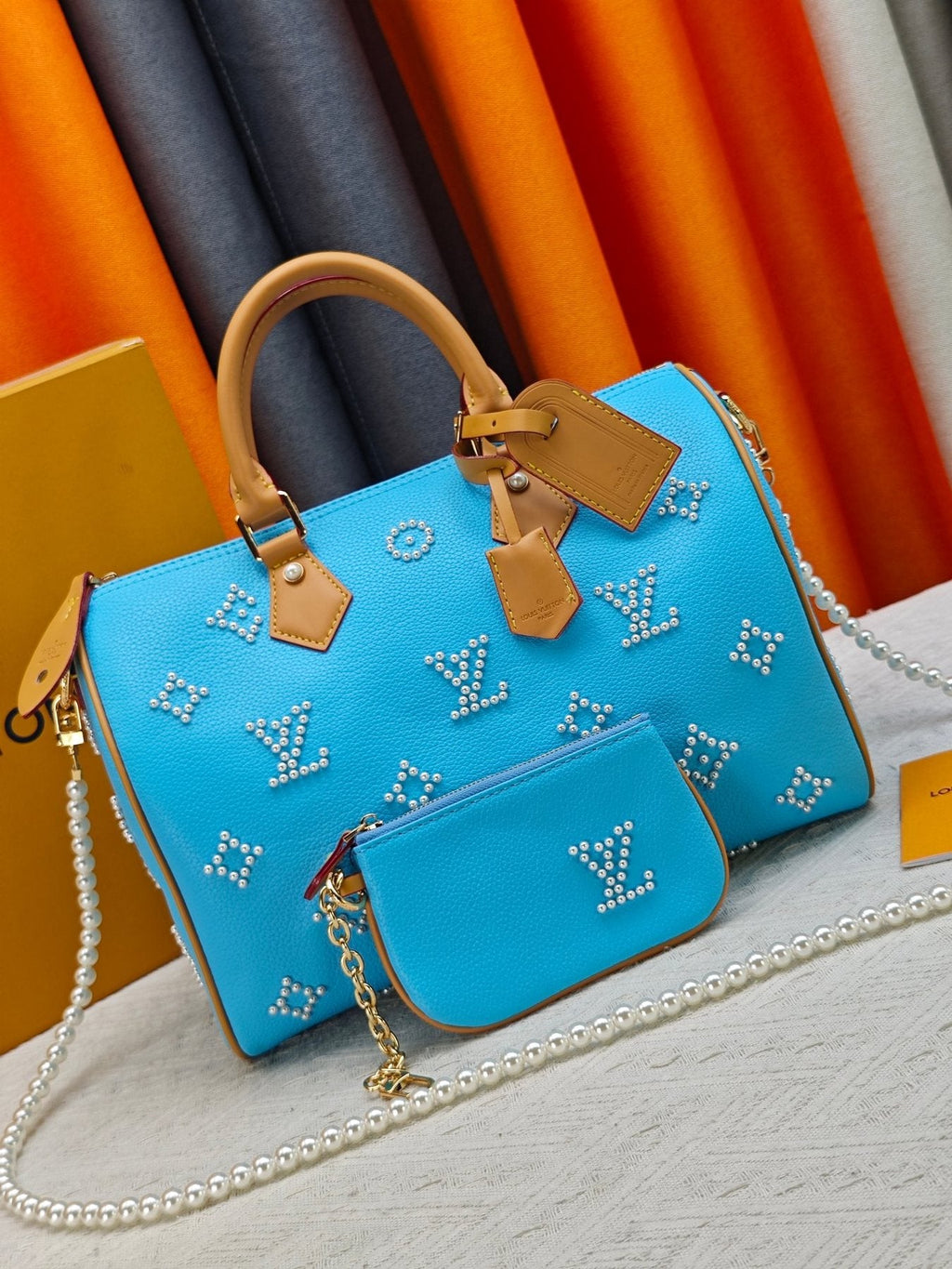 Louis Vuitton Speedy Bandoulière Pearl-Motif Handbag — front