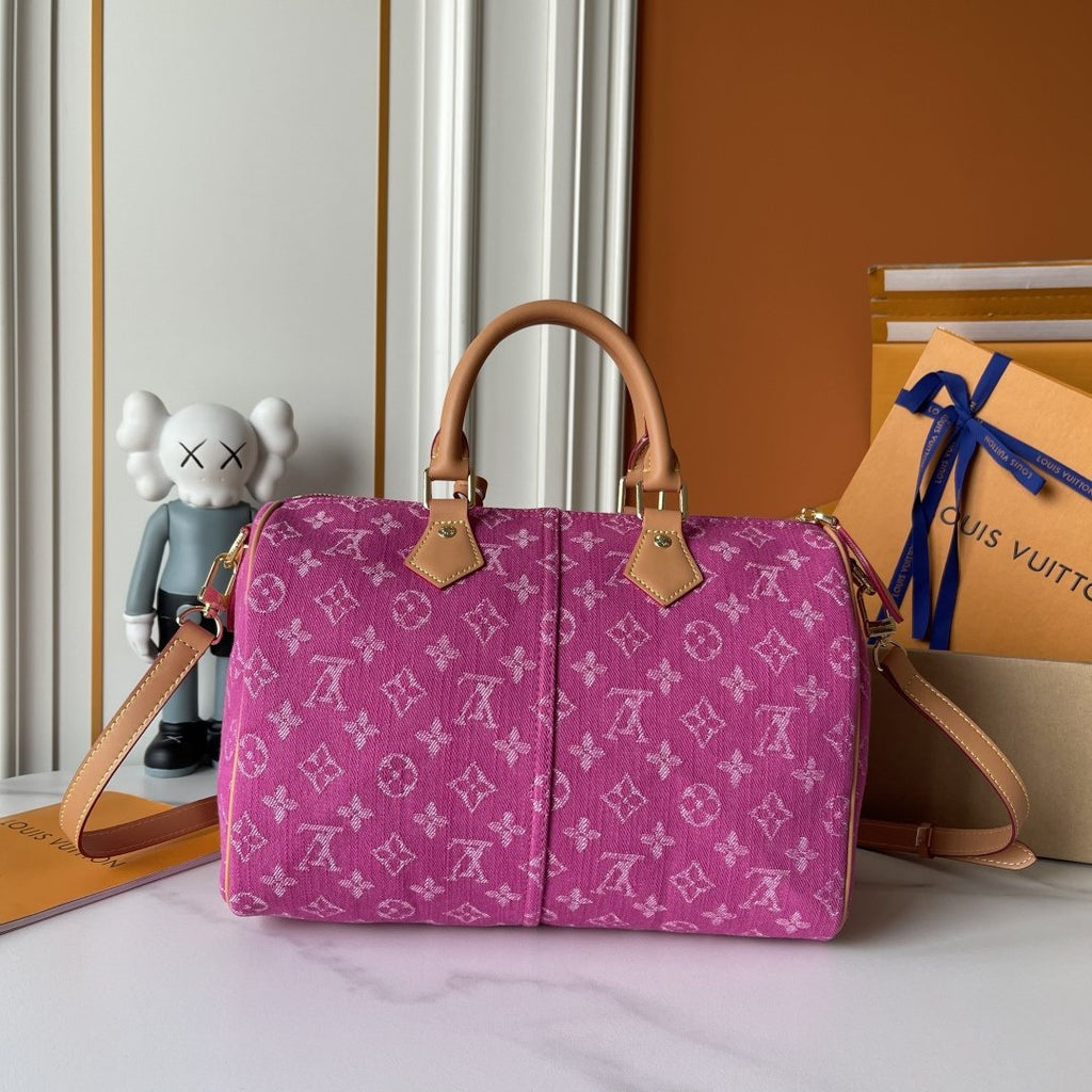Louis Vuitton Speedy Soft Monogram Denim Handbag — back
