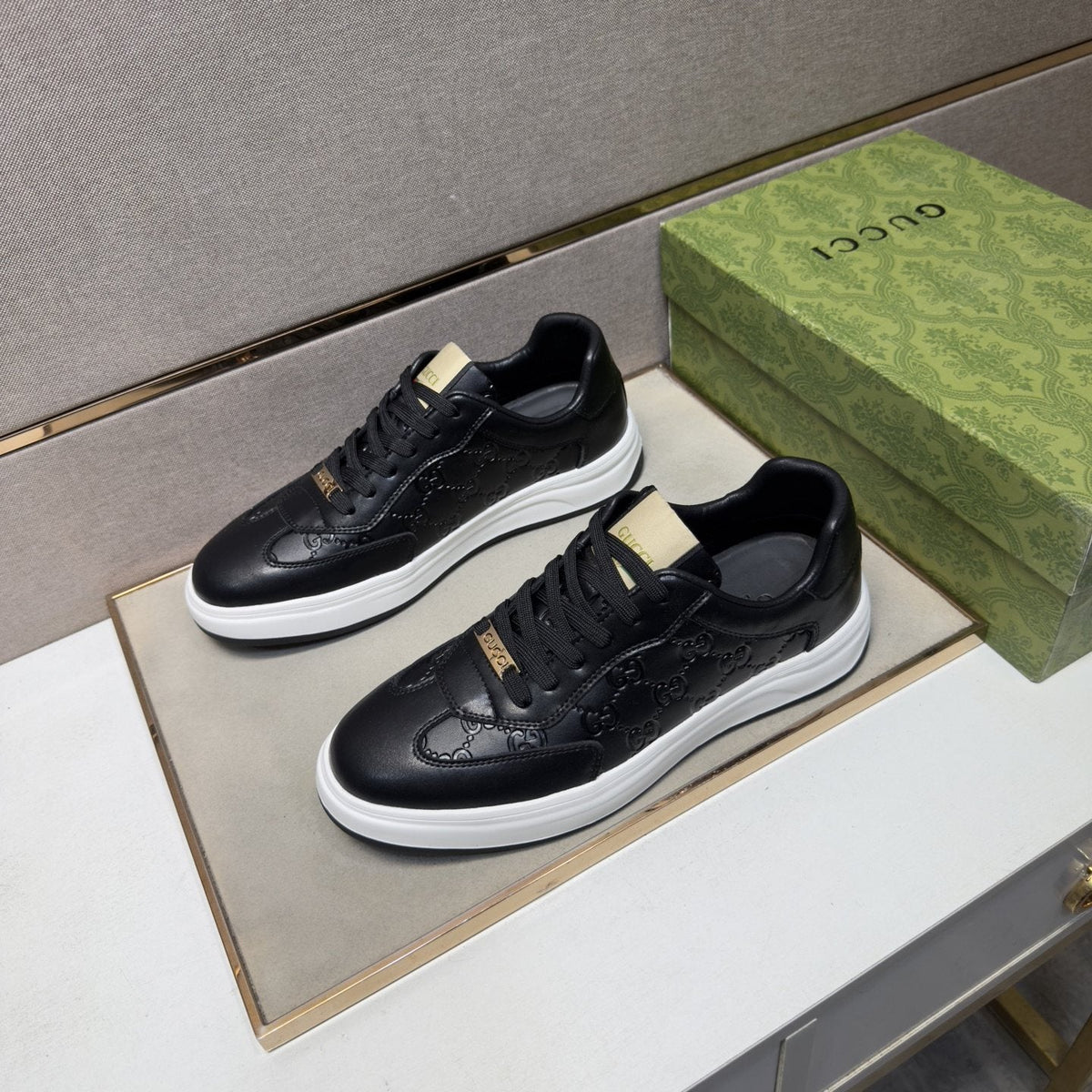 Gucci Men's Embossed Low-Top Sneakers — front