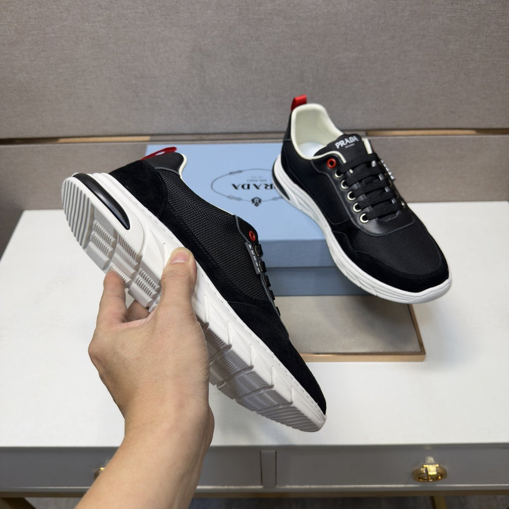 Prada Men's Paneled Low-Top Sneakers — model