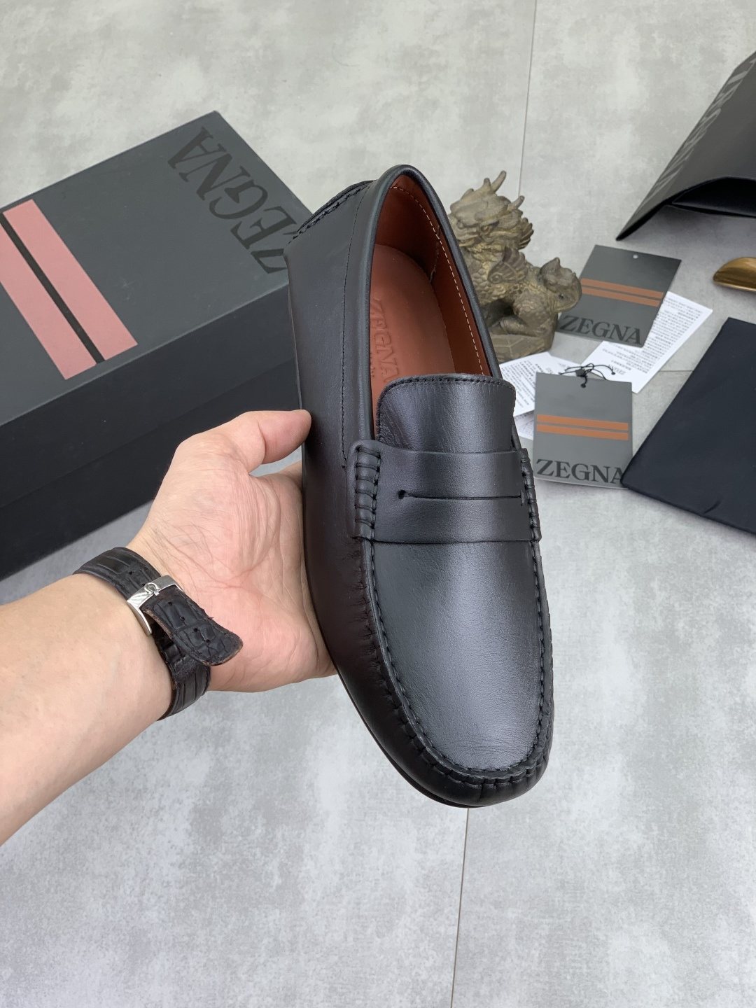 Zegna Men's Moc-Toe Driving Loafers — front