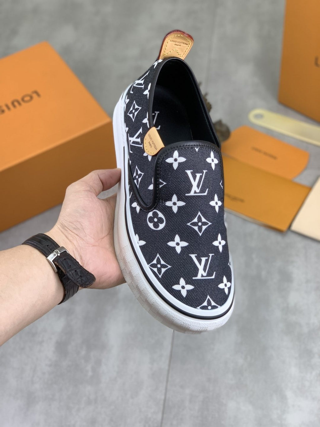 Louis Vuitton Monogram Slip-On Sneakers — model