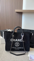 Chanel Textured Beach Tote with Chain Strap — hero