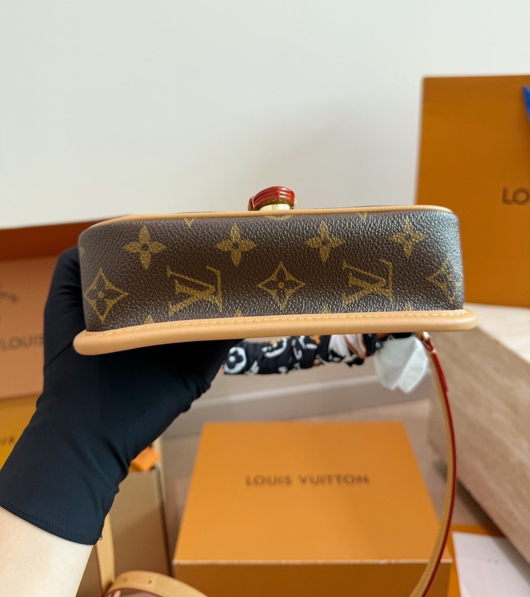 Louis Vuitton Diane Nano Monogram Flap Bag — detail