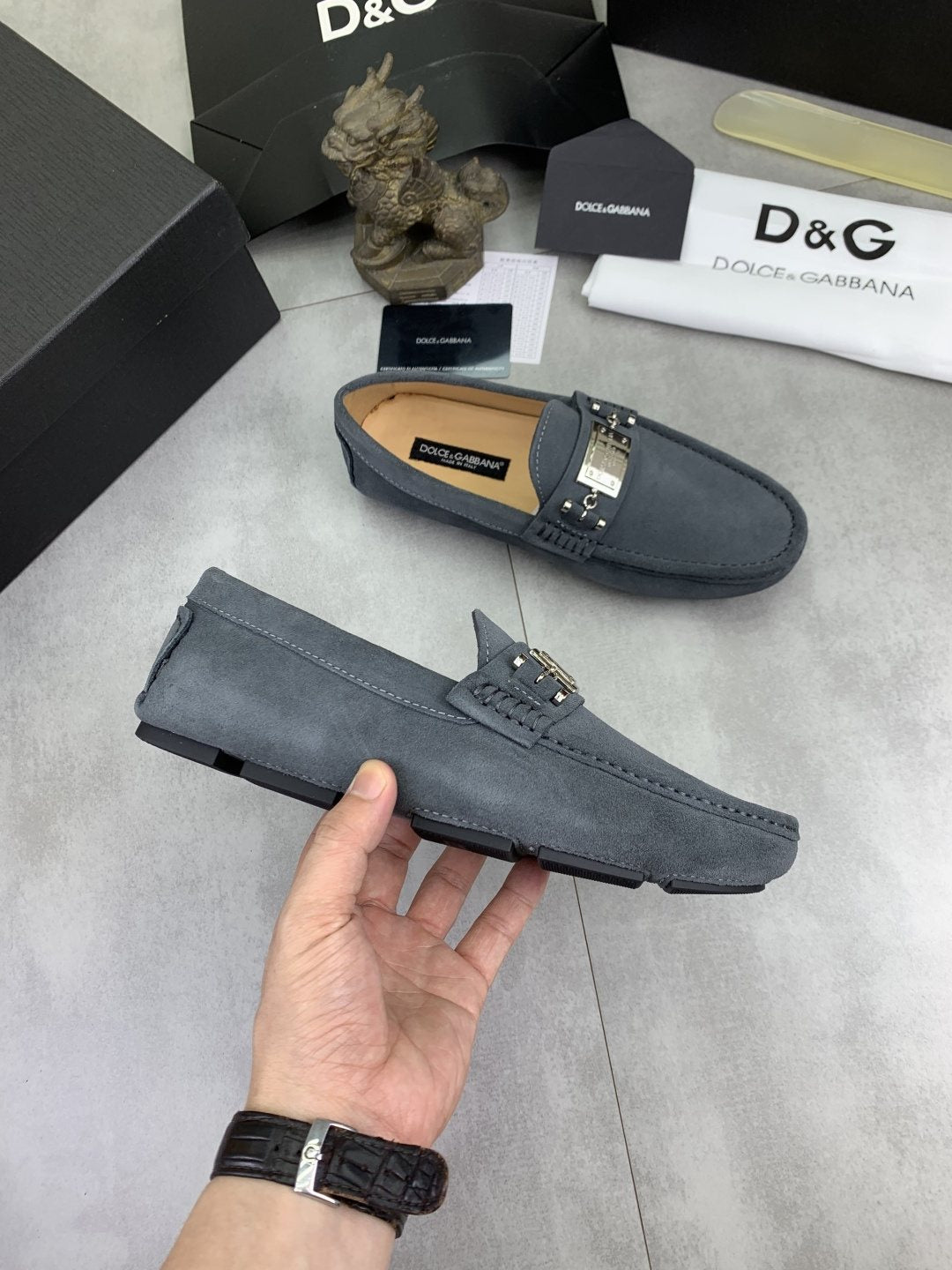Dolce & Gabbana Metal-Detail Driving Loafers — model