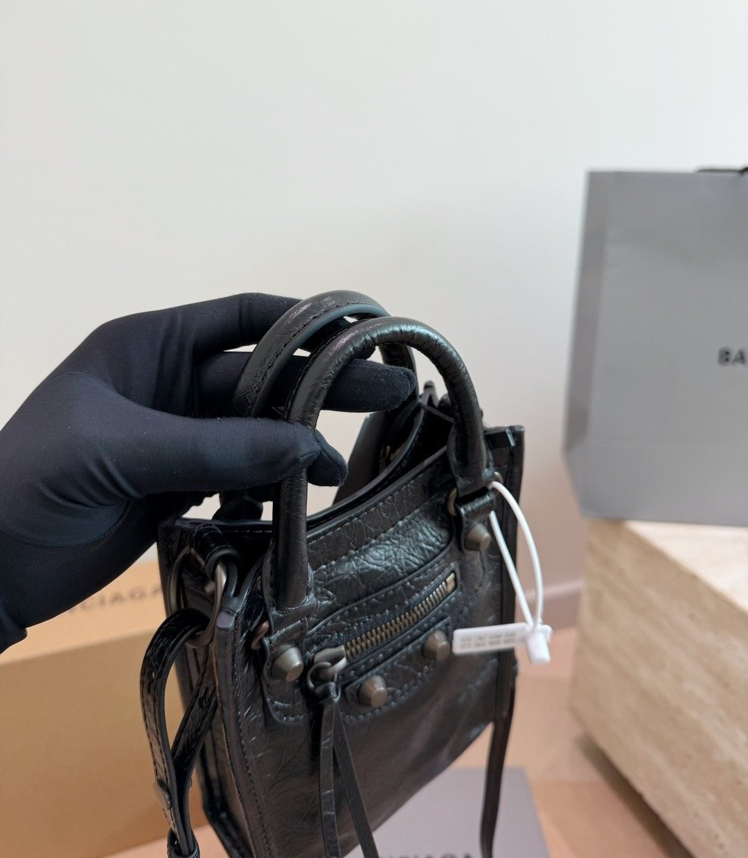 Balenciaga Neo Cagole Studded Handbag — side