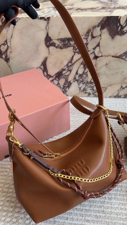 Miu Miu Draped Chain Leather Shoulder Bag — hero