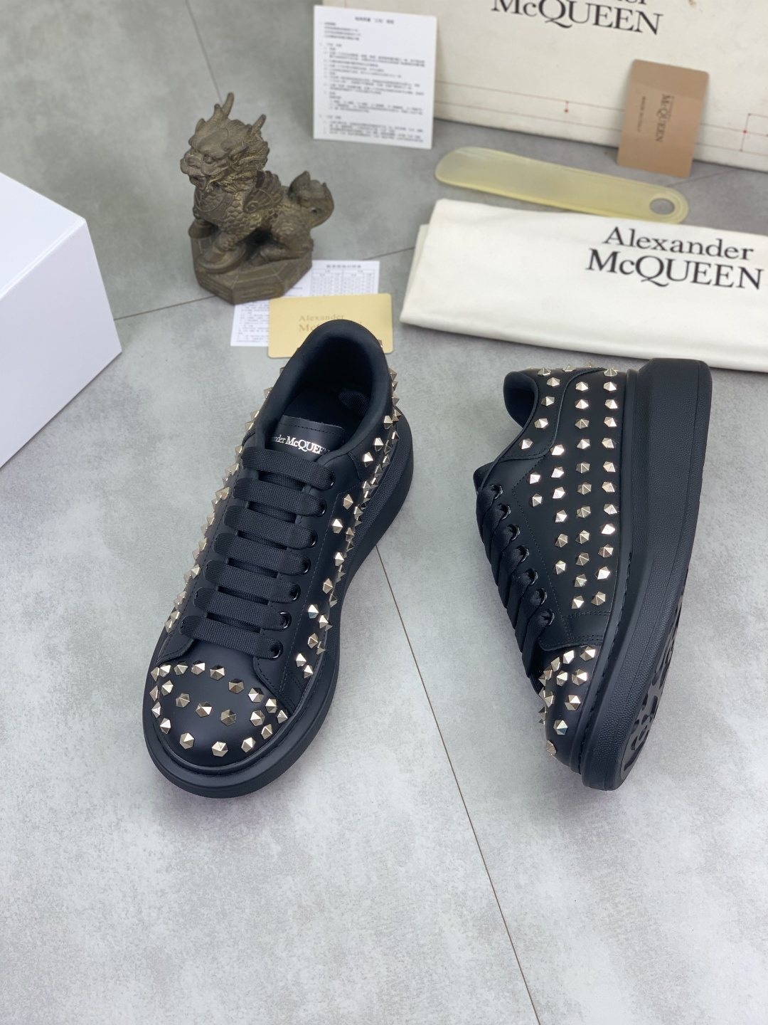Alexander McQueen Black Studded Low-Top Sneakers — front