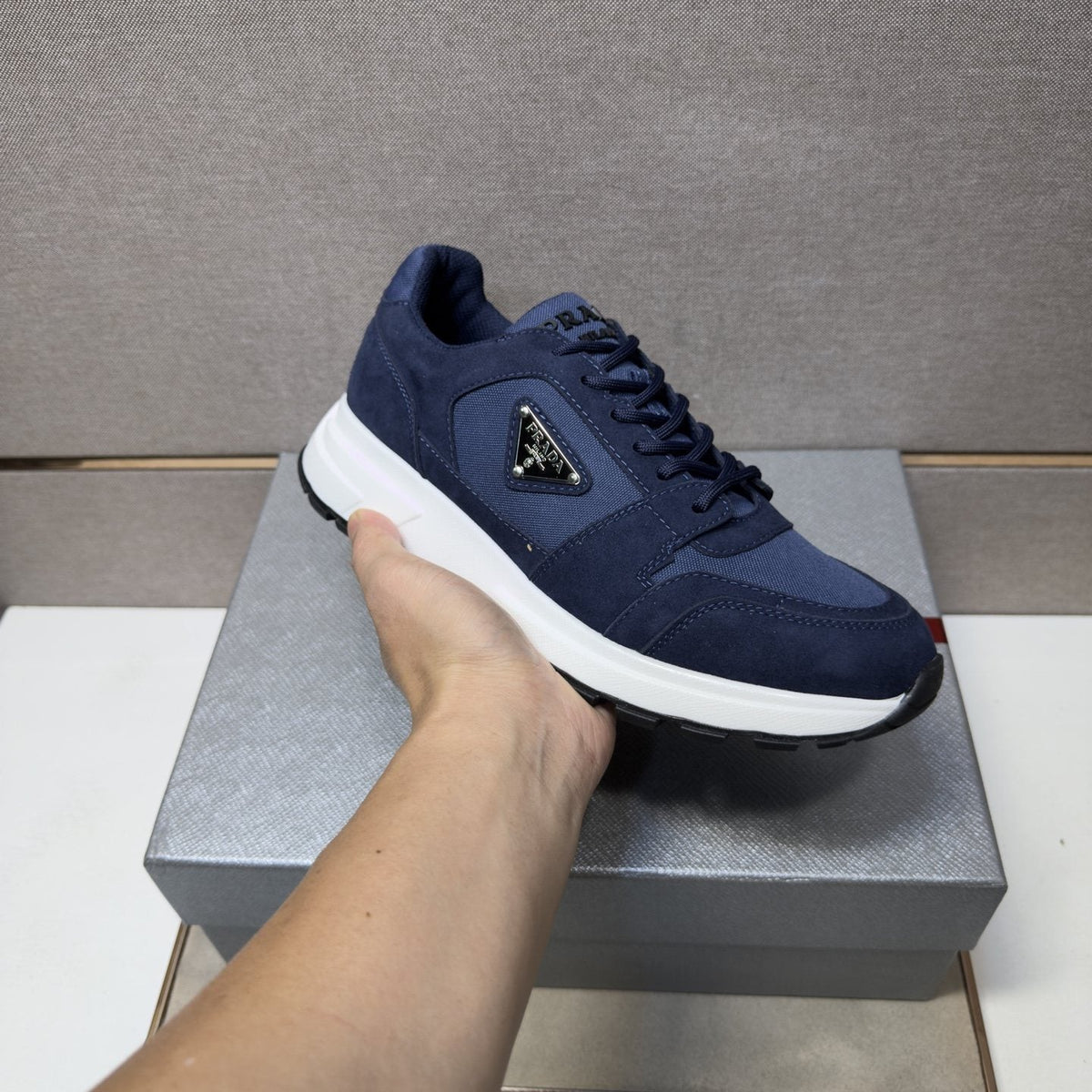 Prada Men's Paneled Low-Top Sneakers — model