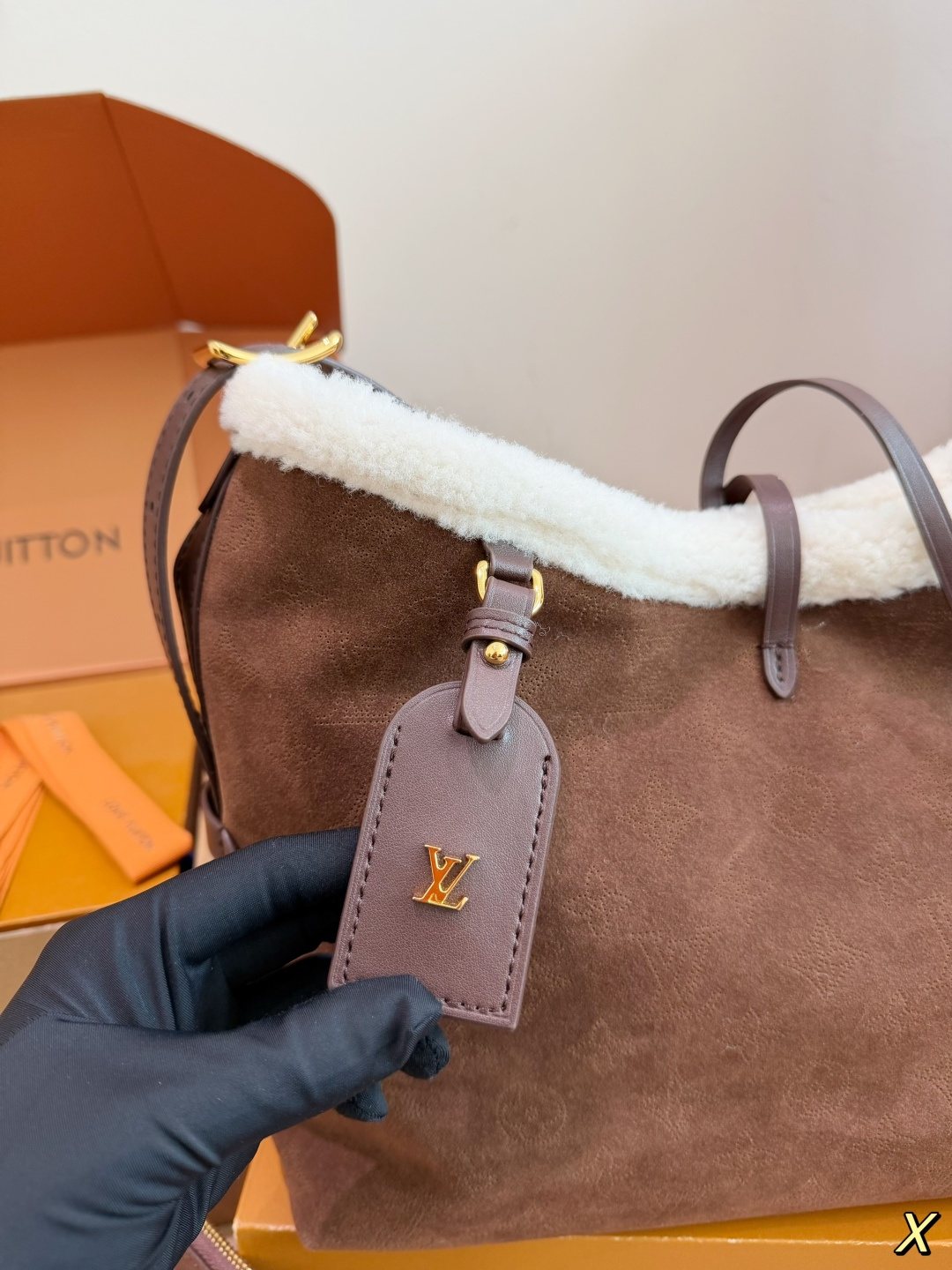 Louis Vuitton Carryall Fuzzy-Trim Tote Bag — detail