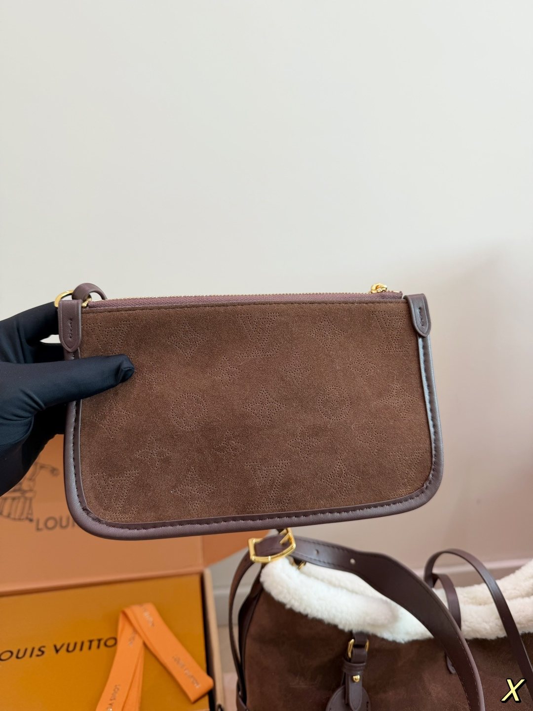 Louis Vuitton Carryall Fuzzy-Trim Tote Bag — front